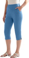 Roaman's Plus Size Soft Knit Relaxed Pull On Capri Pant