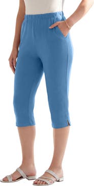 Roaman's Plus Size Soft Knit Relaxed Pull On Capri Pant