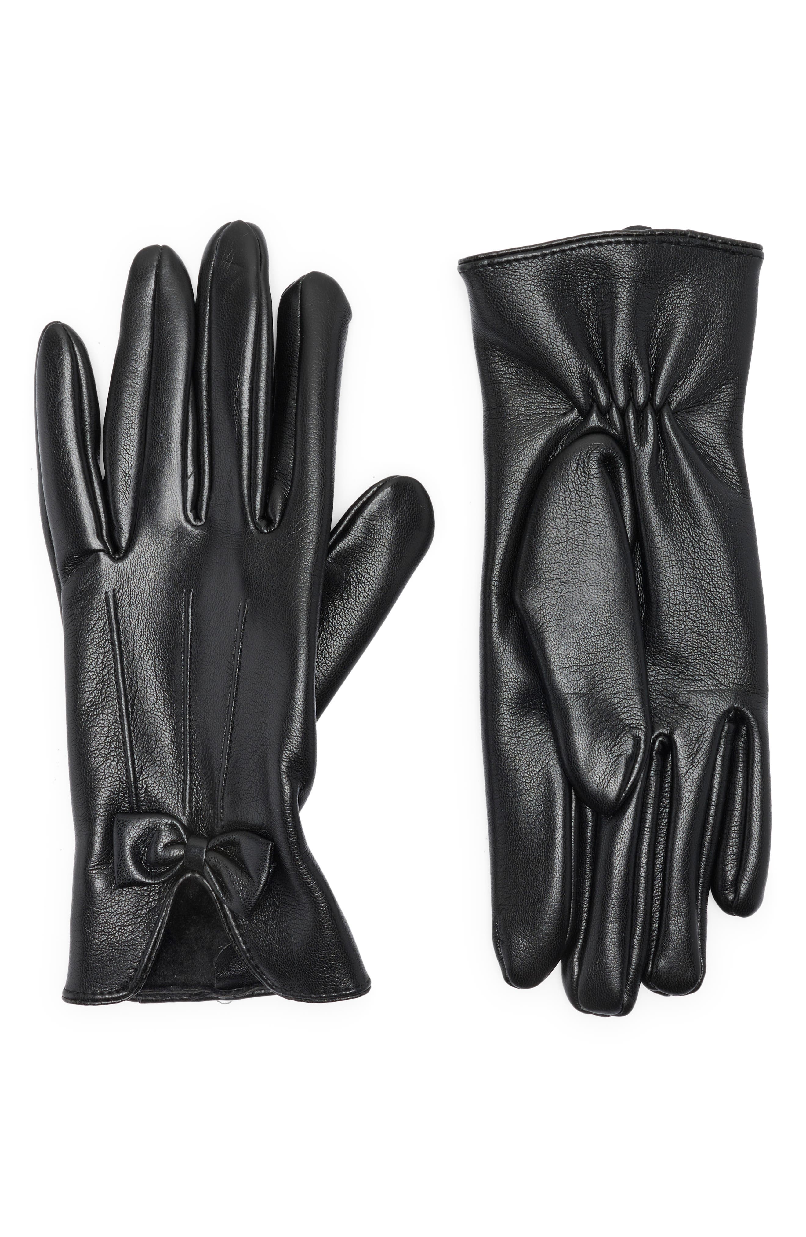 Nine West Center Bow Faux Leather Gloves