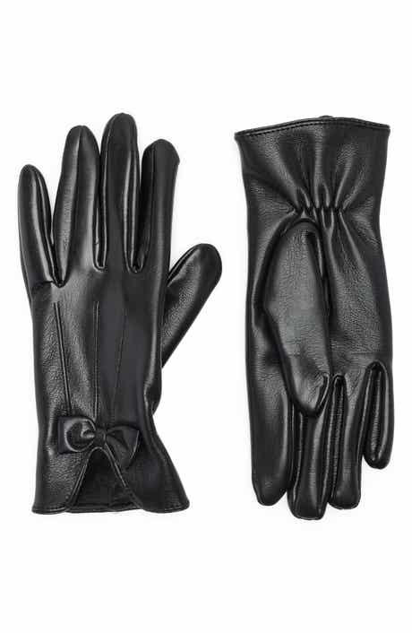 Nine West Center Bow Faux Leather Gloves