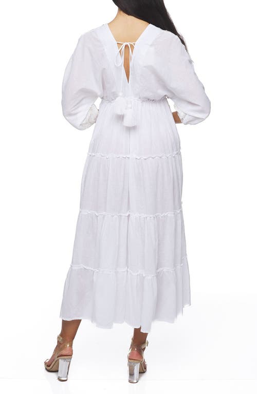 Ranee's Ranees Lace Long Sleeve Cotton Cover-up Dress In White
