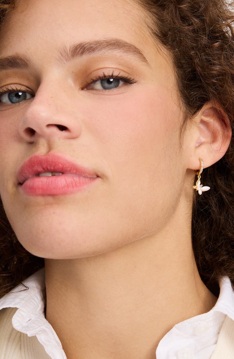 Kate Spade New York social butterfly huggie hoop earrings, Alternate, color,