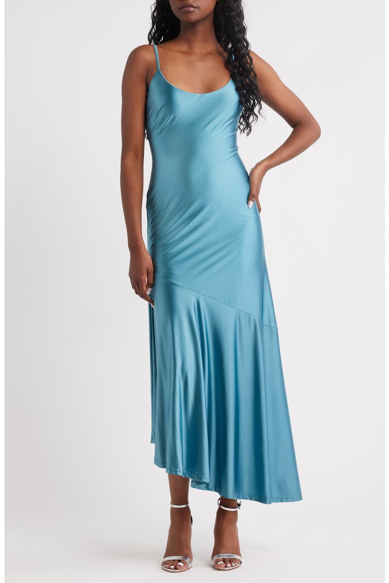 Bias Cut Liquid Satin Gown, Main, color, BLUE