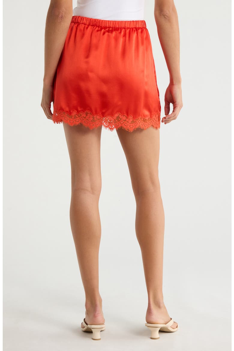 Alexia Lace Trim Silk Blend Slip Miniskirt, Alternate, color, APEROL