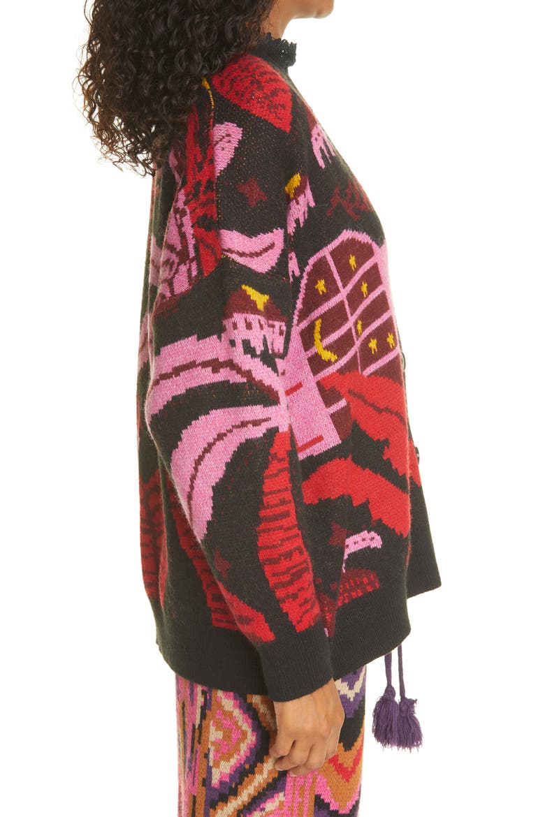 Black Tropical Magic Cardigan, Alternate, color, BLACK