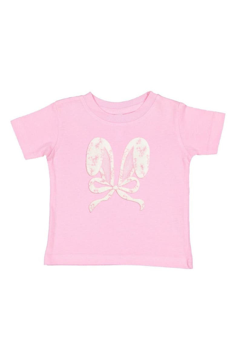 Sweet Wink Lace Bunny Bow Patch Easter Short Sleeve T-Shirt, Main, color, Light Pink