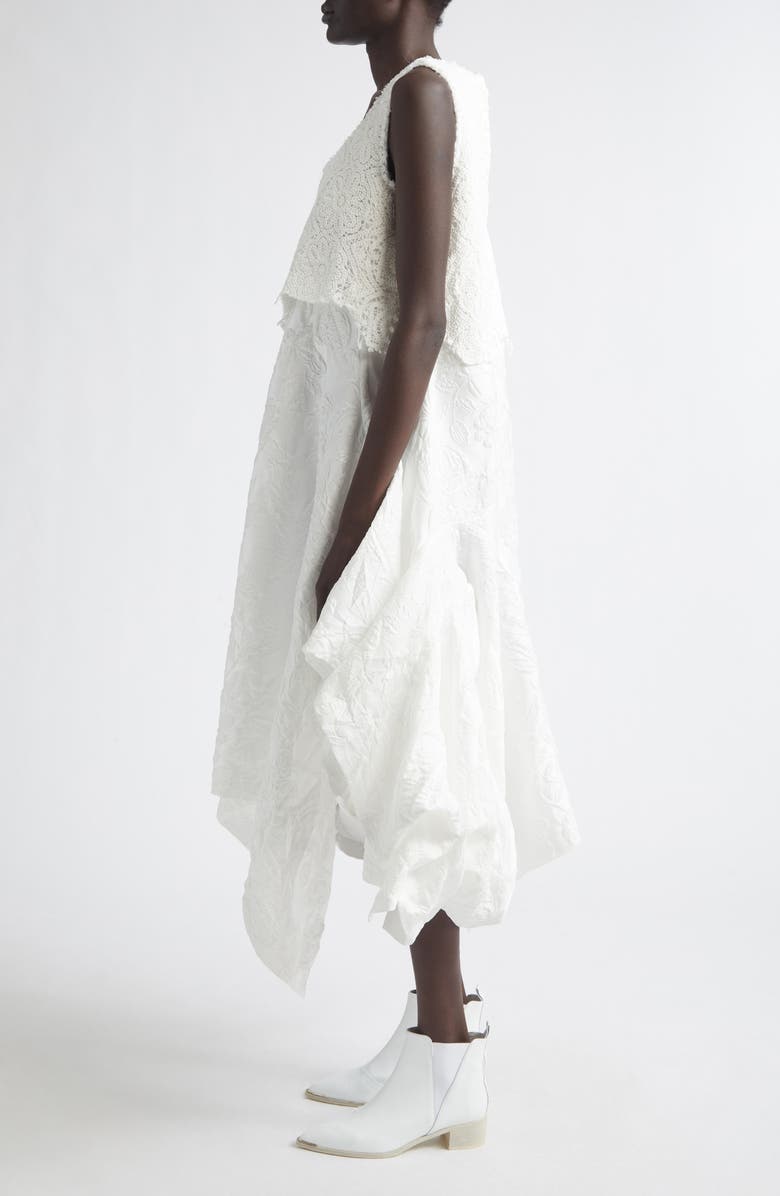 Comme des Garçons Lace Overlay Floral Jacquard Dress, Alternate, color, Off-White X Off-White