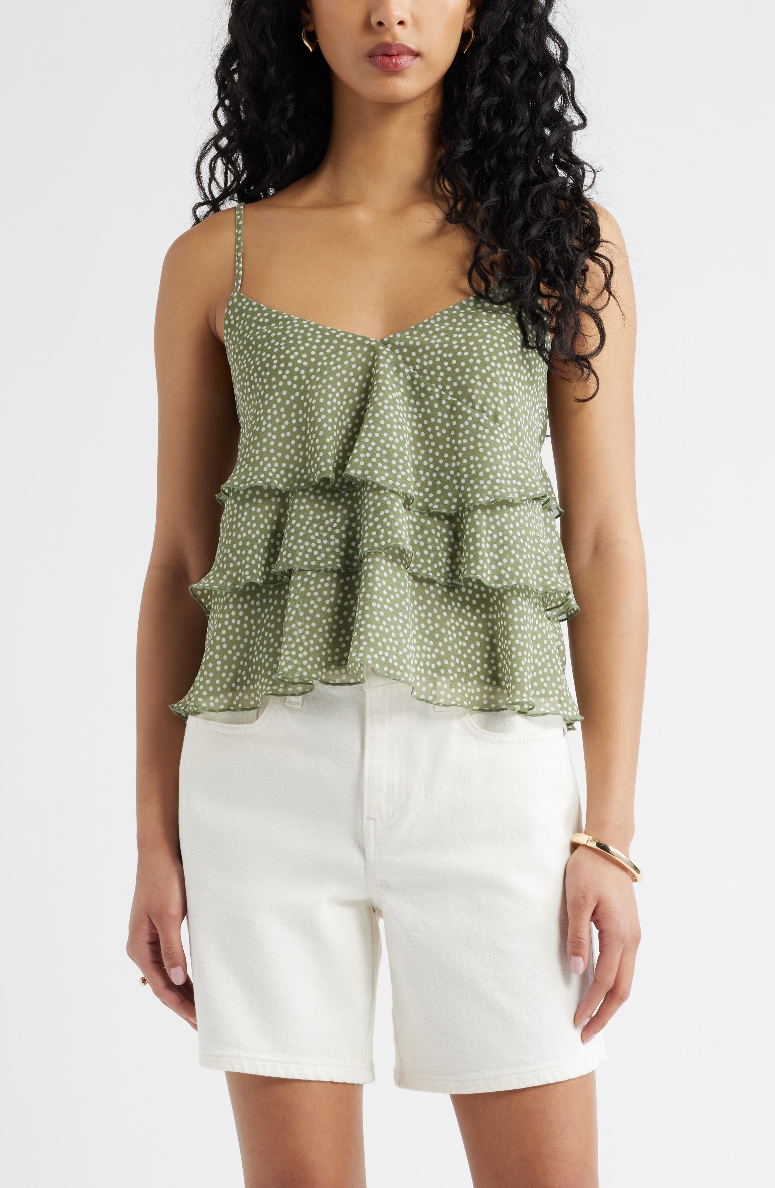 OLIVE- WHITE DENSE DOT