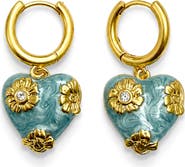 LA MENO Blue Petal Heart Earrings