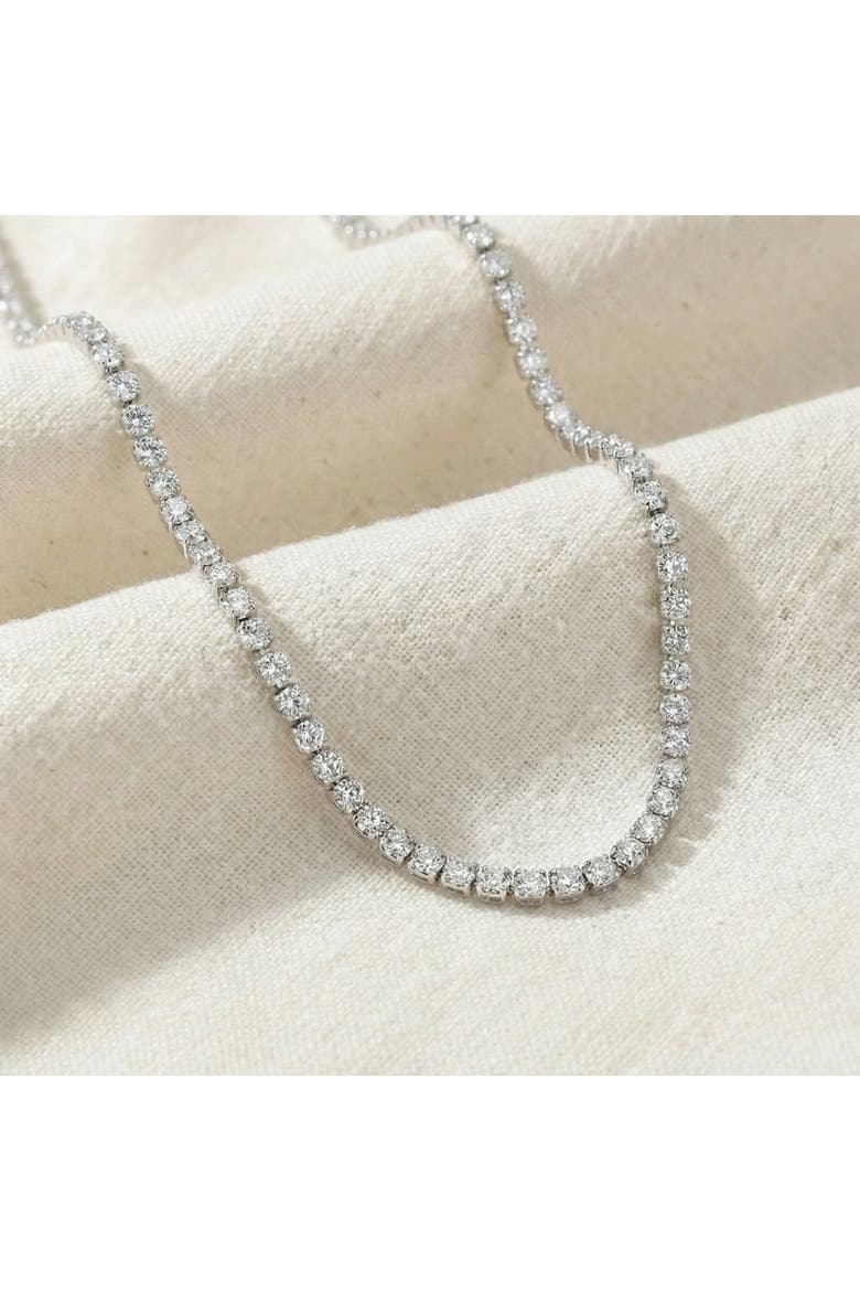 Platinum 15 3/4Ct Diamond Tennis Necklace Lab Grown 17", Alternate, color, Platinum