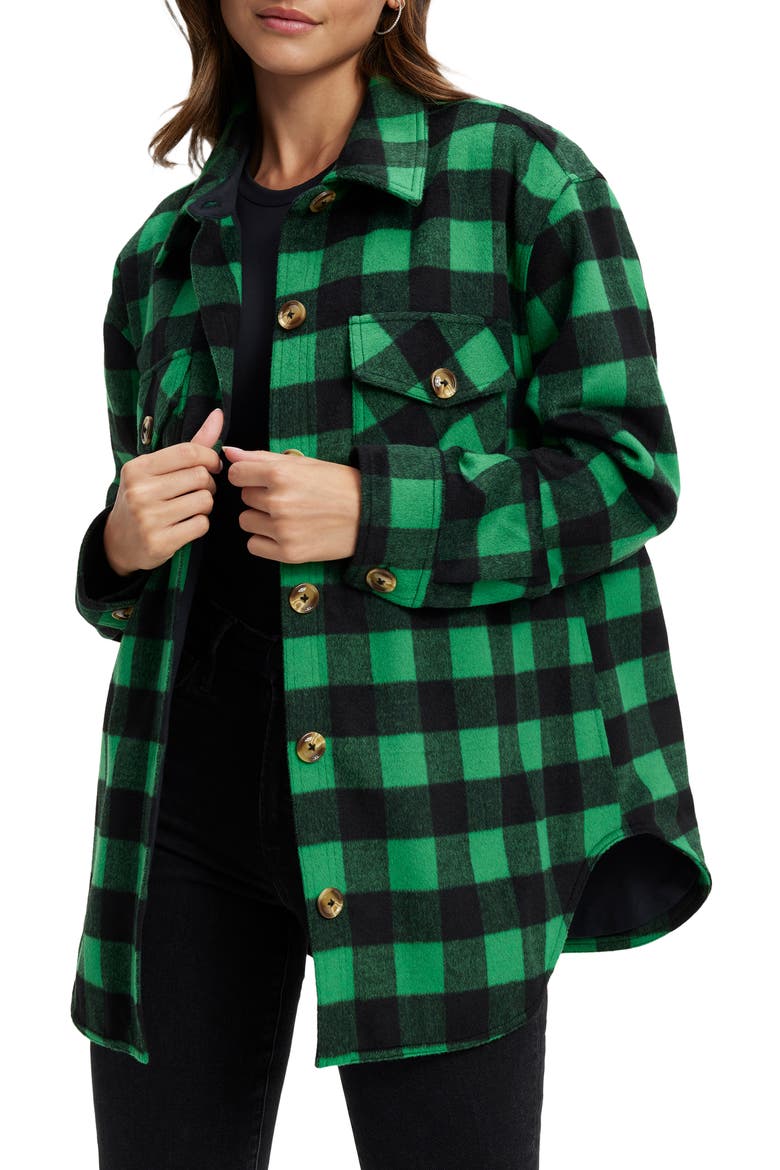 Buffalo Plaid Shacket, Main, color, SUMMER GREEN BLACK PLAID
