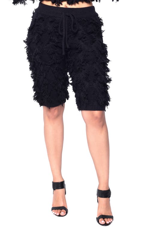 Dai Moda Fusion Wool & Cotton Sweater Shorts In Black