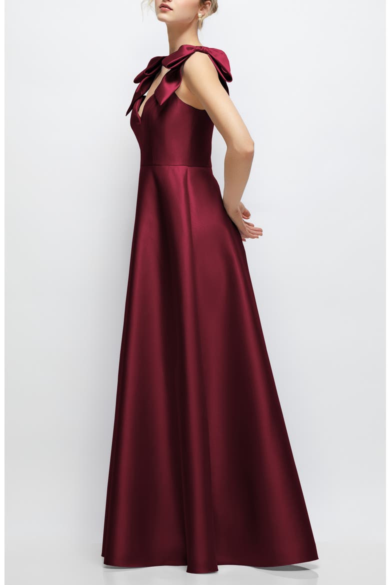 Bow Detail Ball Gown, Alternate, color, CABERNET