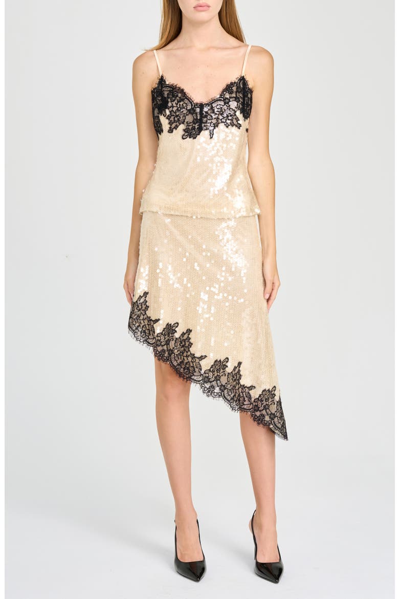 x Rose Lola Lucia Sequin Camisole, Alternate, color, CREAM