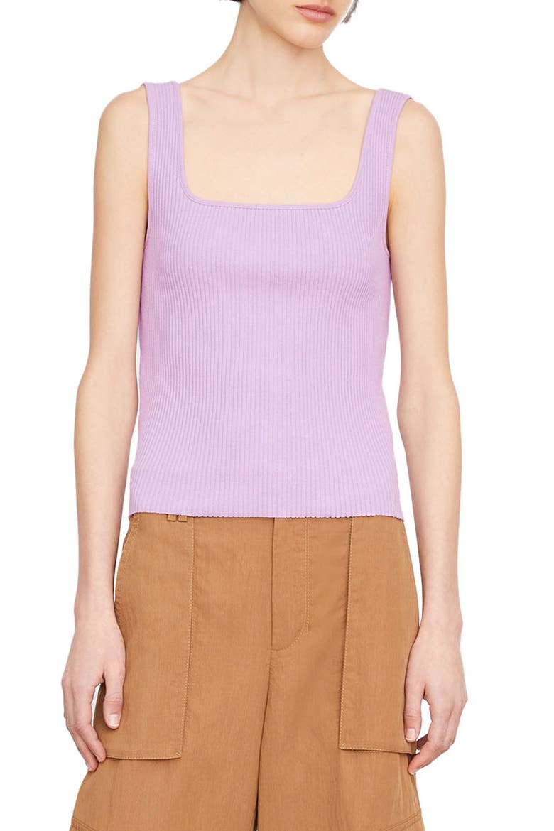 Square Neck Rib Tank, Main, color, HYDRANGEA