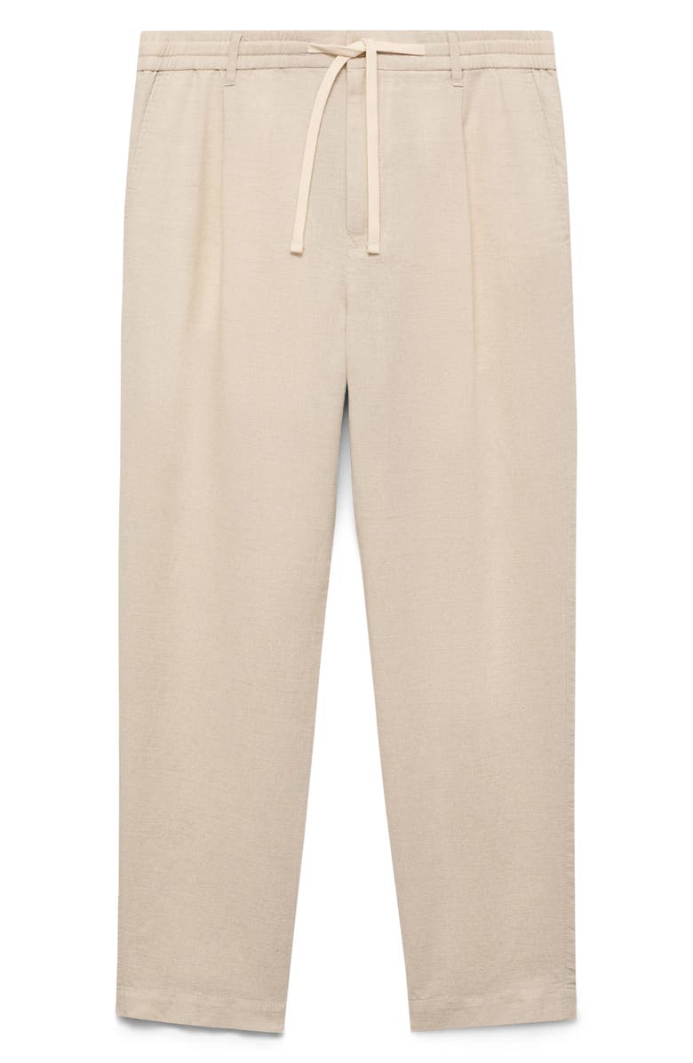 MANGO Slim Fit Pants with Drawstring Waist, Alternate, color, Ecru