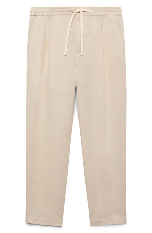 Mango Slim Fit Pants With Drawstring Waist In White