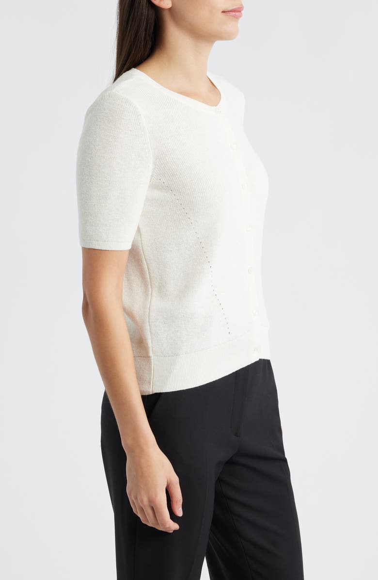 Mavi Jeans Short Sleeve Cotton Blend Cardigan, Alternate, color, Marshmallow