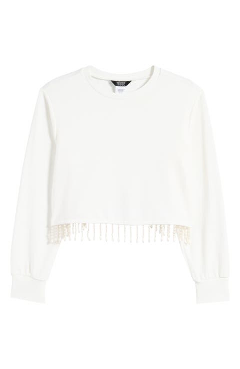 Kids' Beaded Fringe Hem Sweatshirt (Big Kid)