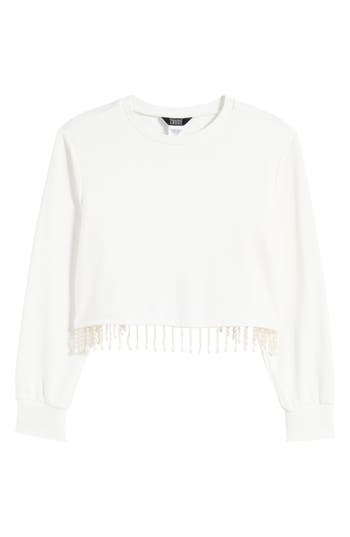 TRUCE TRUCE KIDS' BEADED FRINGE HEM SWEATSHIRT 