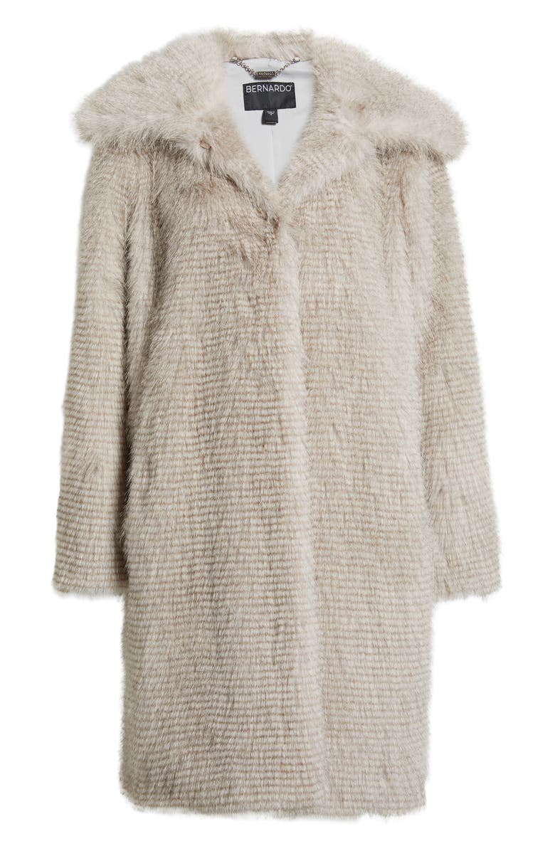 Bernardo Long Faux Fur Coat, Alternate, color, Light Grey Mix