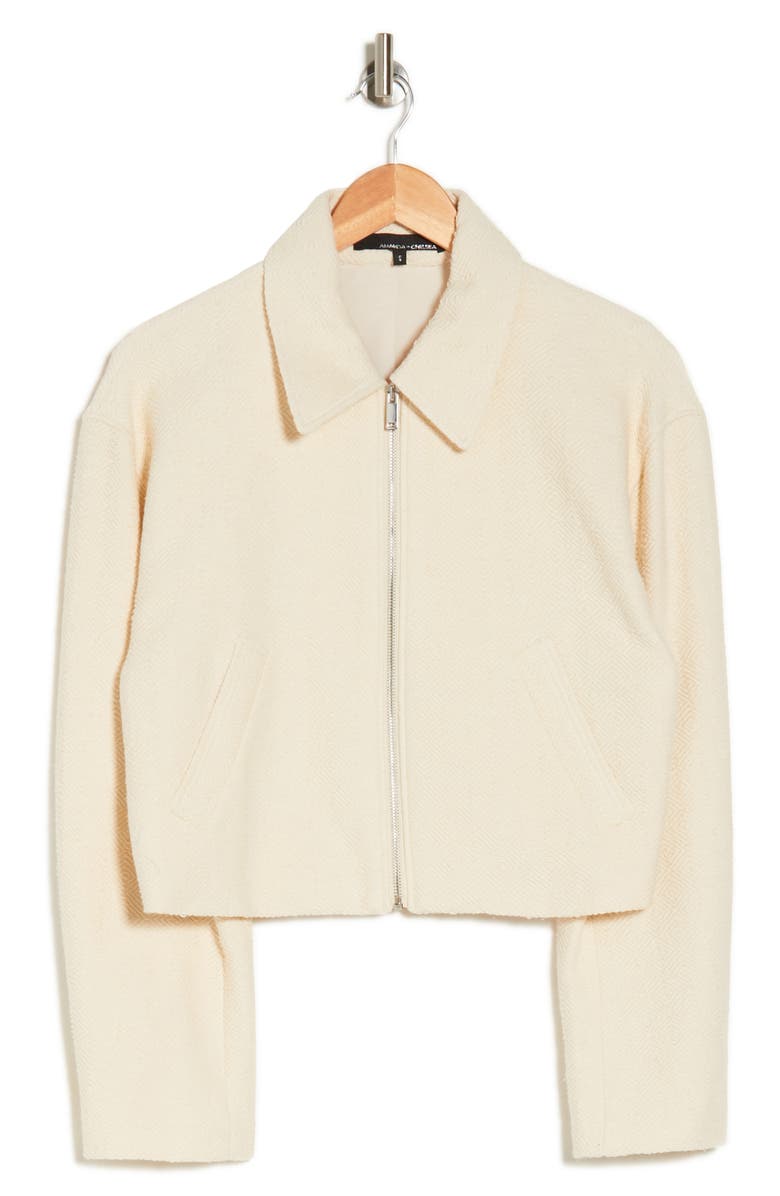 Amanda & Chelsea Cotton Bouclé Zip Bomber Jacket, Alternate, color, 