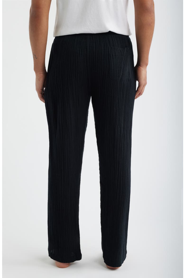Seaside Cotton Crepe Lounge Pants, Alternate, color, BLACK