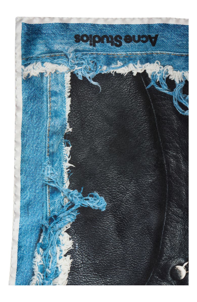 Acne Studios Vasco Denim Skeleton Trompe l'Oeil Silk Scarf, Alternate, color, Black/ Blue