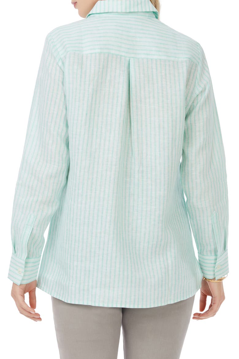 Jordan Stripe Linen Button-Up Shirt, Alternate, color, SEA MIST
