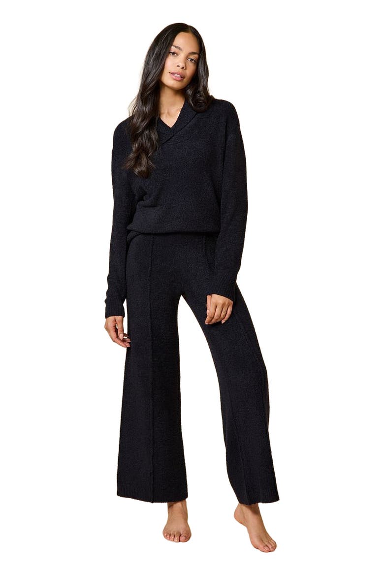 Ultra-Marshmallow Shawl Collar with Pintuck Pant, Main, color, Black