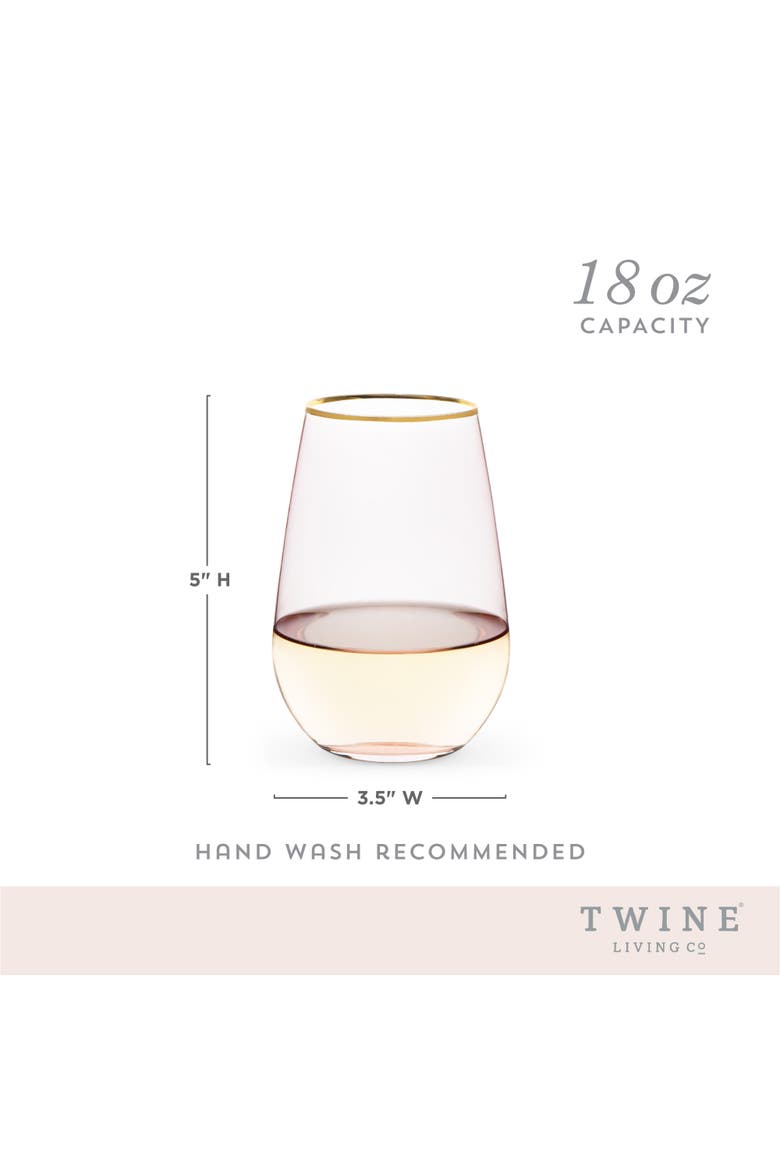 Rose Crystal Stemless Wine Glasses Set of 2, Alternate, color, ROSE