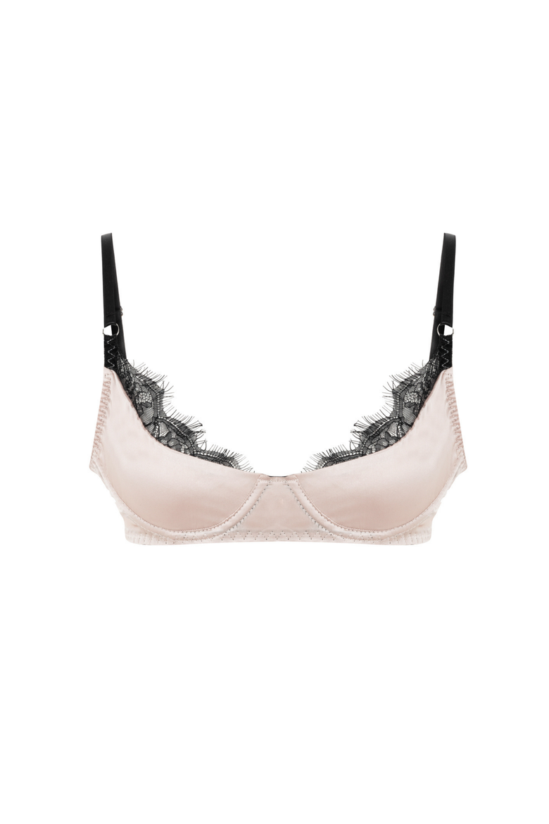 Eos Pure Bra - Silk & Lace Underwire Balconette Bra, Main, color, Beige