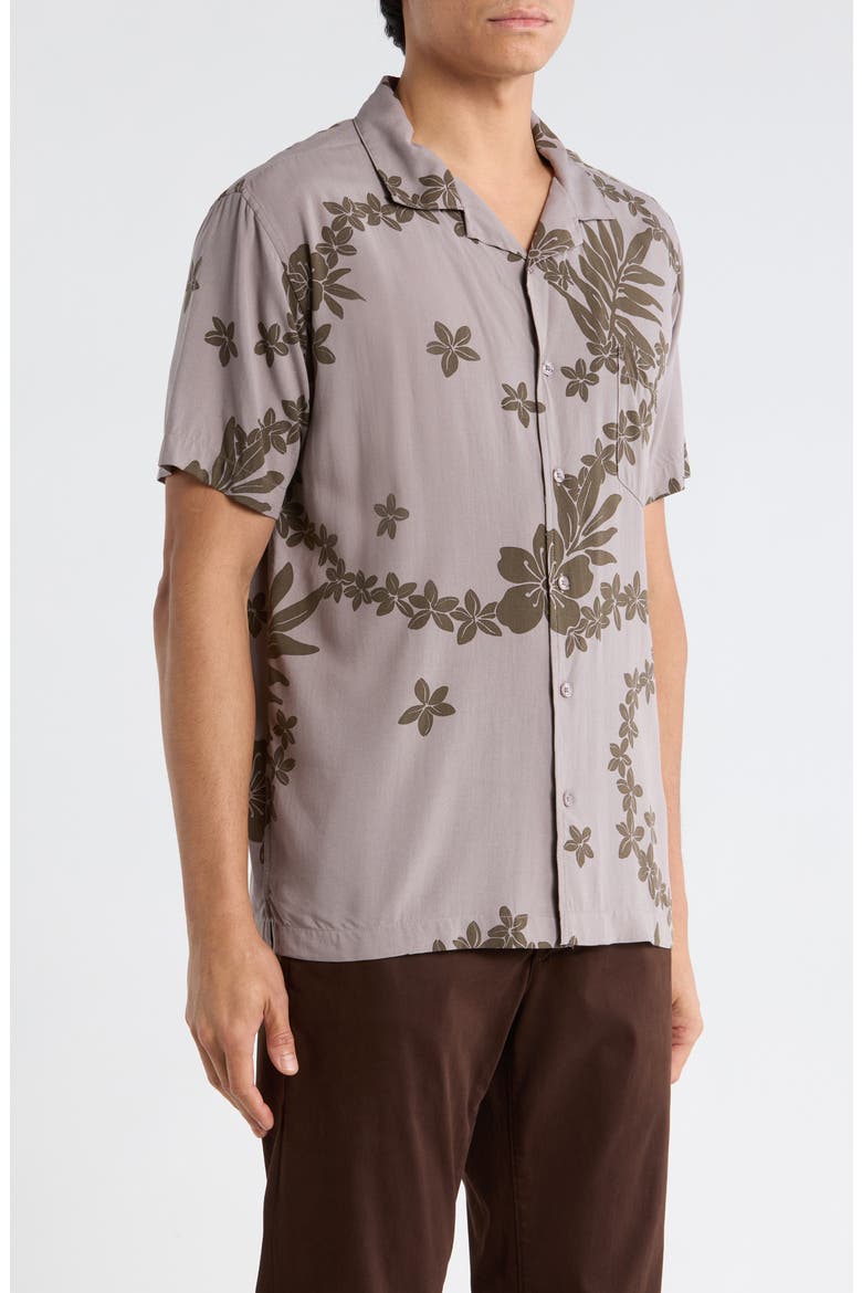 Floral Camp Shirt, Alternate, color, ZINC