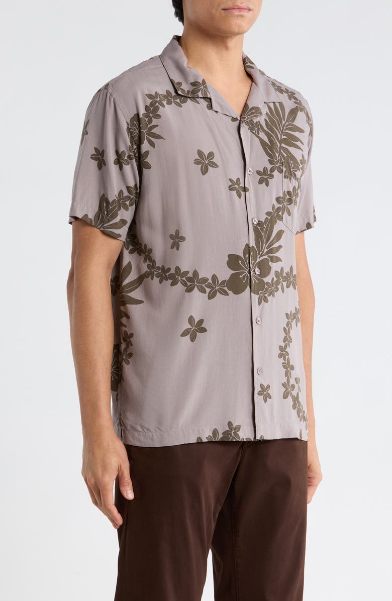 TENŌRE Floral Camp Shirt, Alternate, color, Zinc