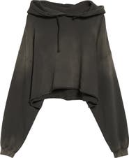 Golden Goose Star Distressed Oversize Cotton Crop Hoodie