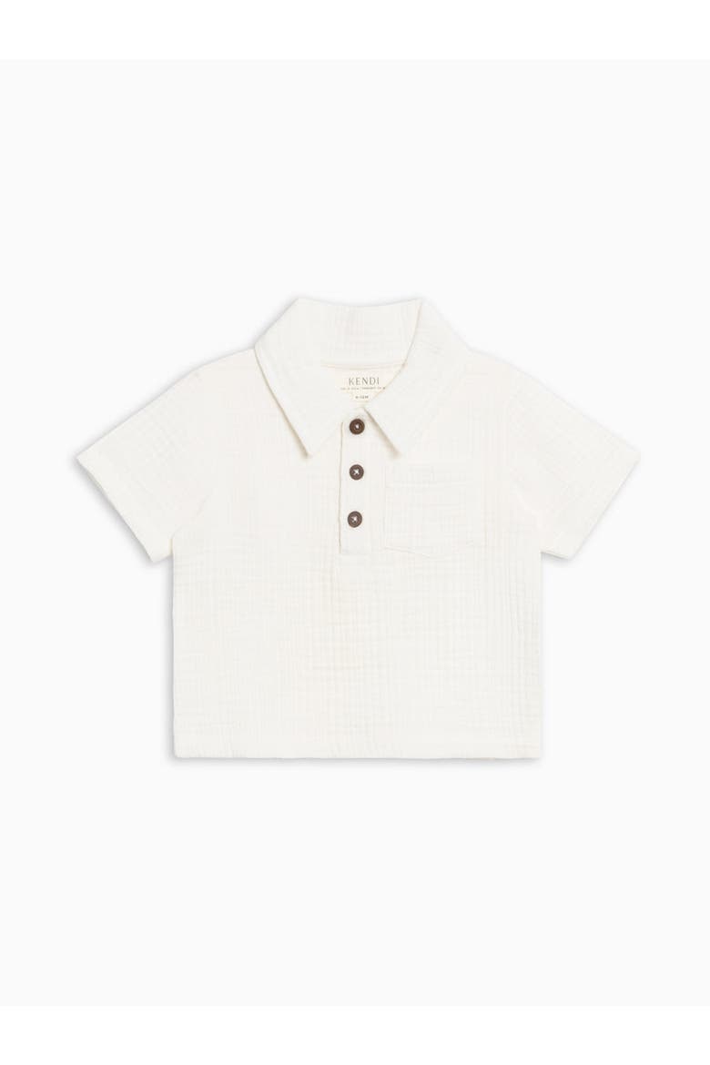 Orgnaic Ezra Muslin Henley, Alternate, color, Coconut