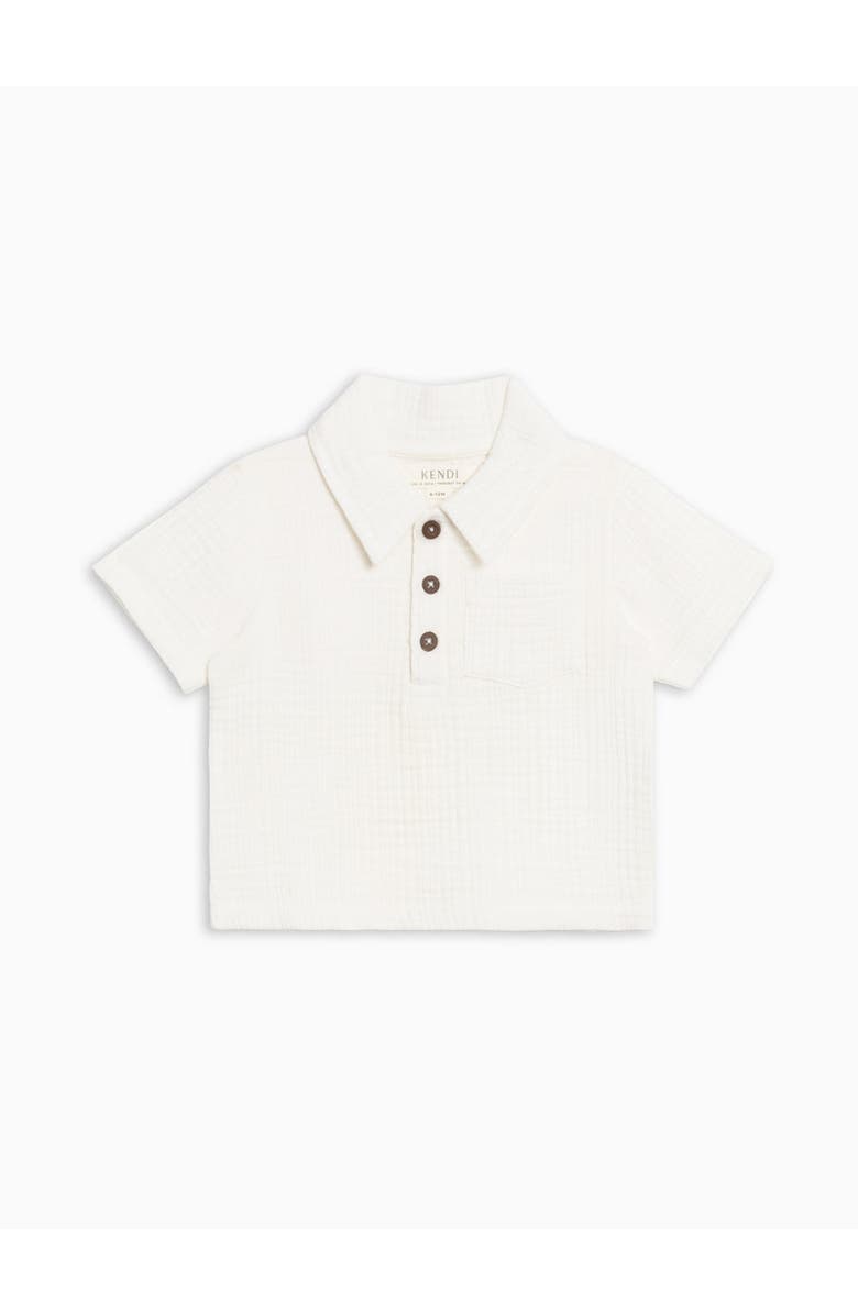 Colroed Organics Organic Ezra Muslin Henley, Alternate, color, Coconut