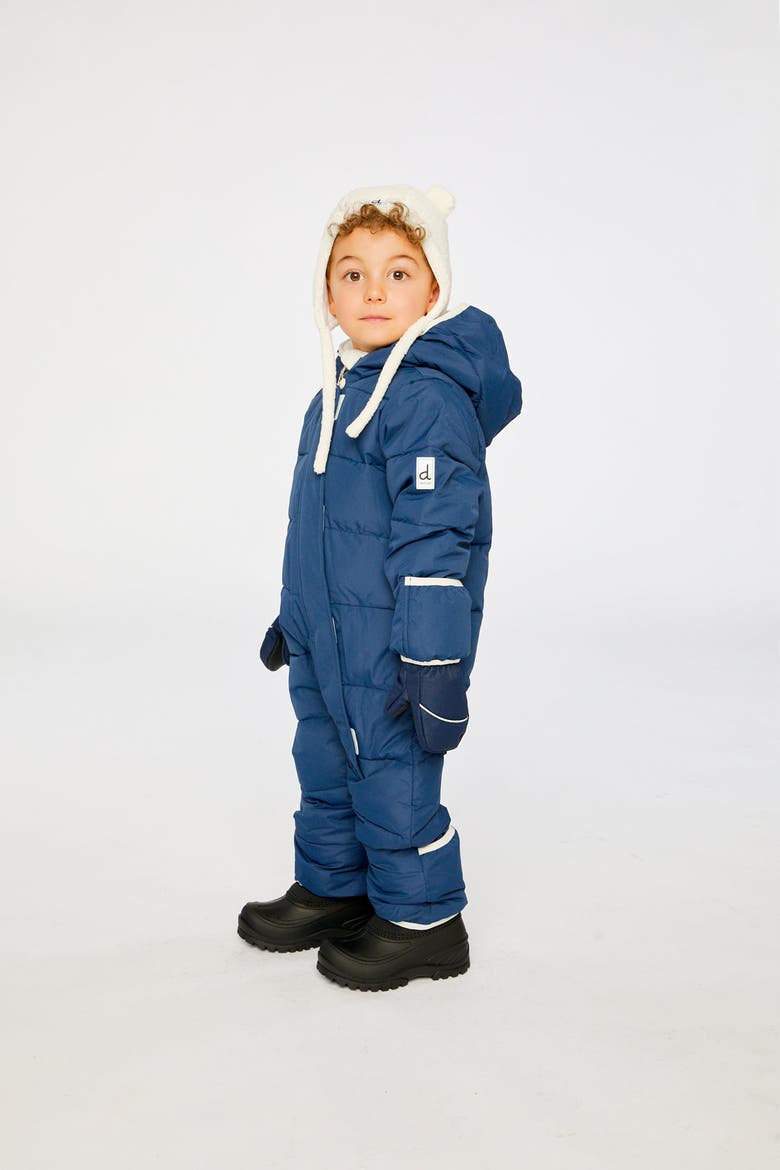 Quilted Fold-Over Mittens One Piece Snowsuit, Alternate, color, Dark Blue