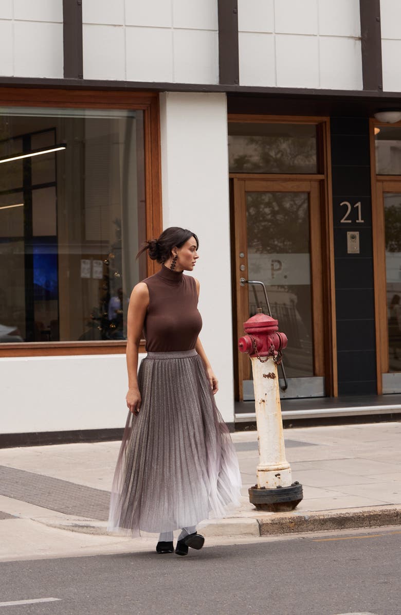 Brave+True West End Ombré Metallic Pleated Maxi Skirt, Alternate, color,