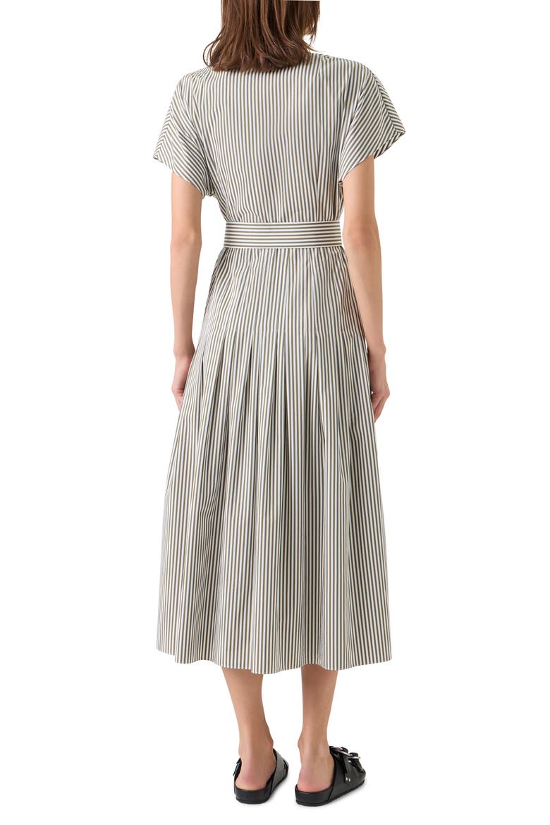 Belted Kodak Stripe Cotton Shirtdress, Alternate, color, GREEN TEA-CREAM