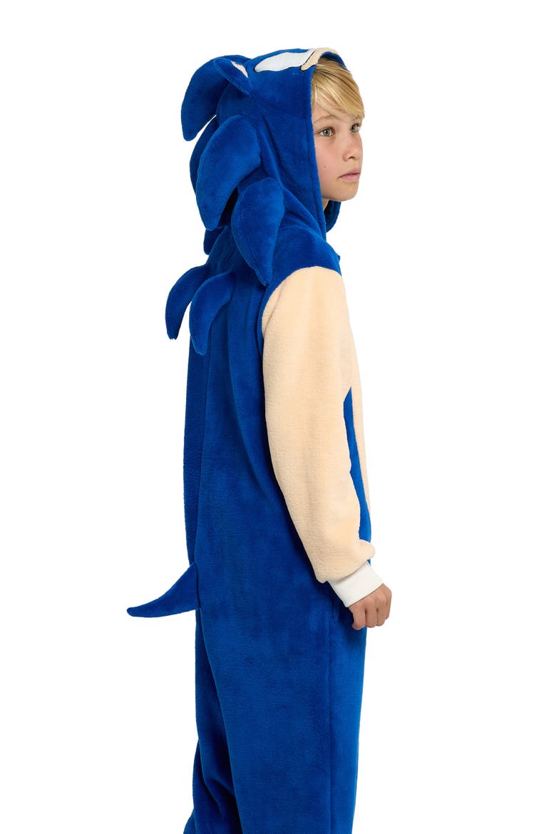 Kids' Sonic the Hedgehog® One-Piece Hooded Jumpsuit, Alternate, color, BLUE
