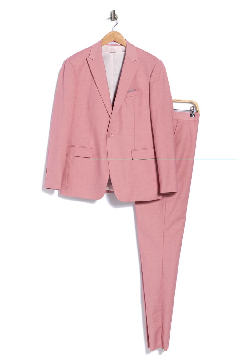 Peak Lapel 3-Piece Suit, Alternate, color, MAUVE