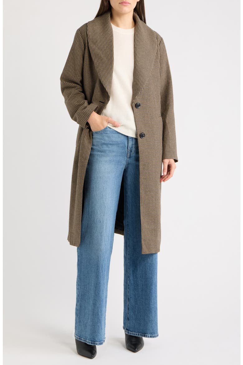 Plaid Long Coat, Alternate, color, TAN/ BLACK