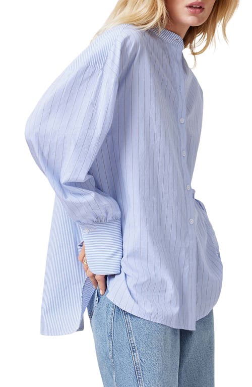 Allsaints Ana Stripe Cotton Button-up Shirt In Pastel Blue