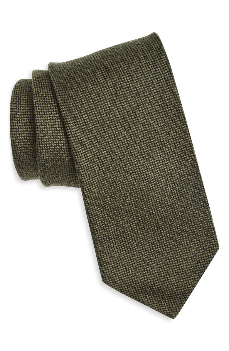 Drake's Plain Wool Tie, Main, color, Khaki