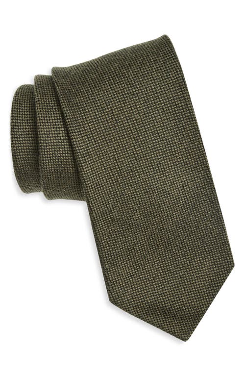 Drake's Plain Wool Tie In Green