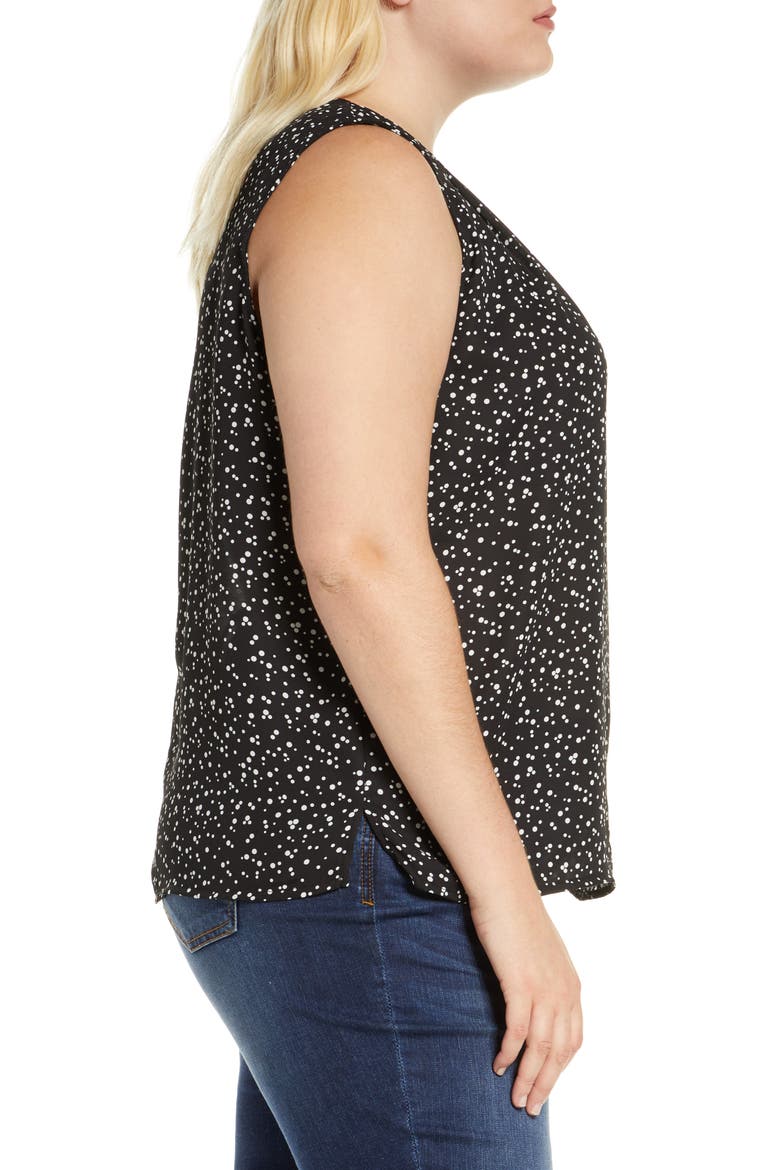 Gathered Neck Shell, Alternate, color, BLACK/ IVORY