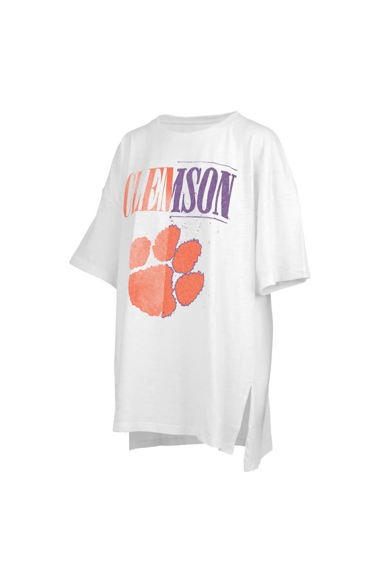 PRESSBOX Women's Pressbox White Clemson Tigers Lickety-Split Oversized T-Shirt, Main, color, 
