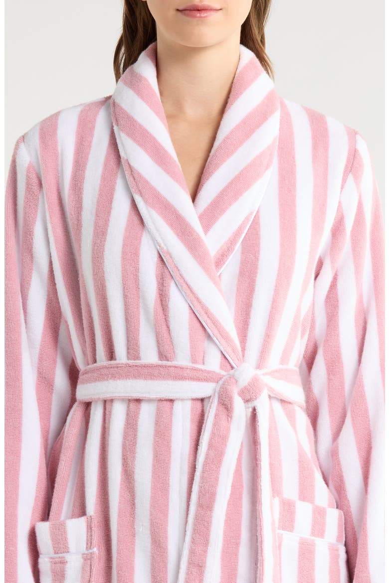 Hydro Cotton Terry Robe, Alternate, color, PINK STRIPE