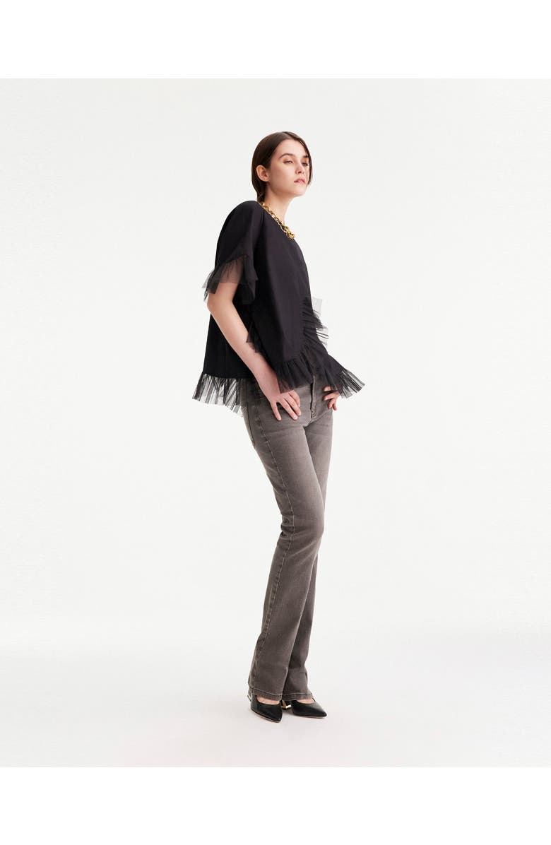 THEO The Label Echo Scalloped Ruffle Shirt, Alternate, color,